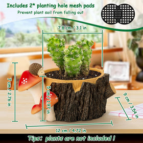 Yiiwinwy tree stump planter with mushrooms enhances indoor decor