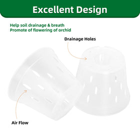 YIKUSH 7-inch clear orchid pot with drainage slots for indoor use.