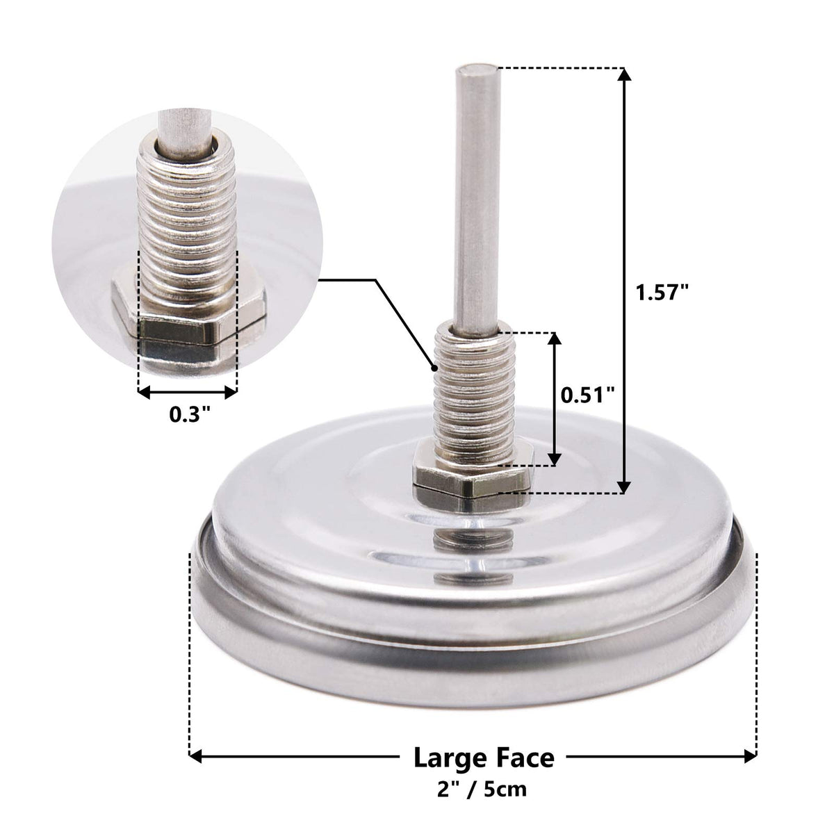 Close-up of Yiming 2-inch dial for fast, precise grilling temps