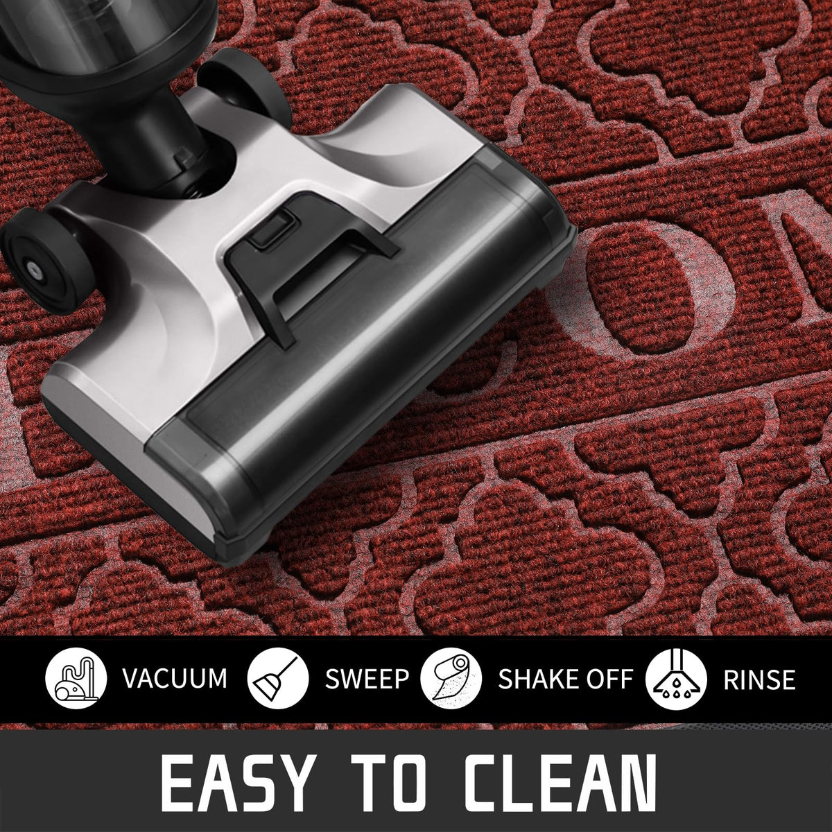 Yimobra door mat is easy to clean with broom or power wash.