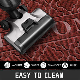 Yimobra door mat is easy to clean with broom or power wash.