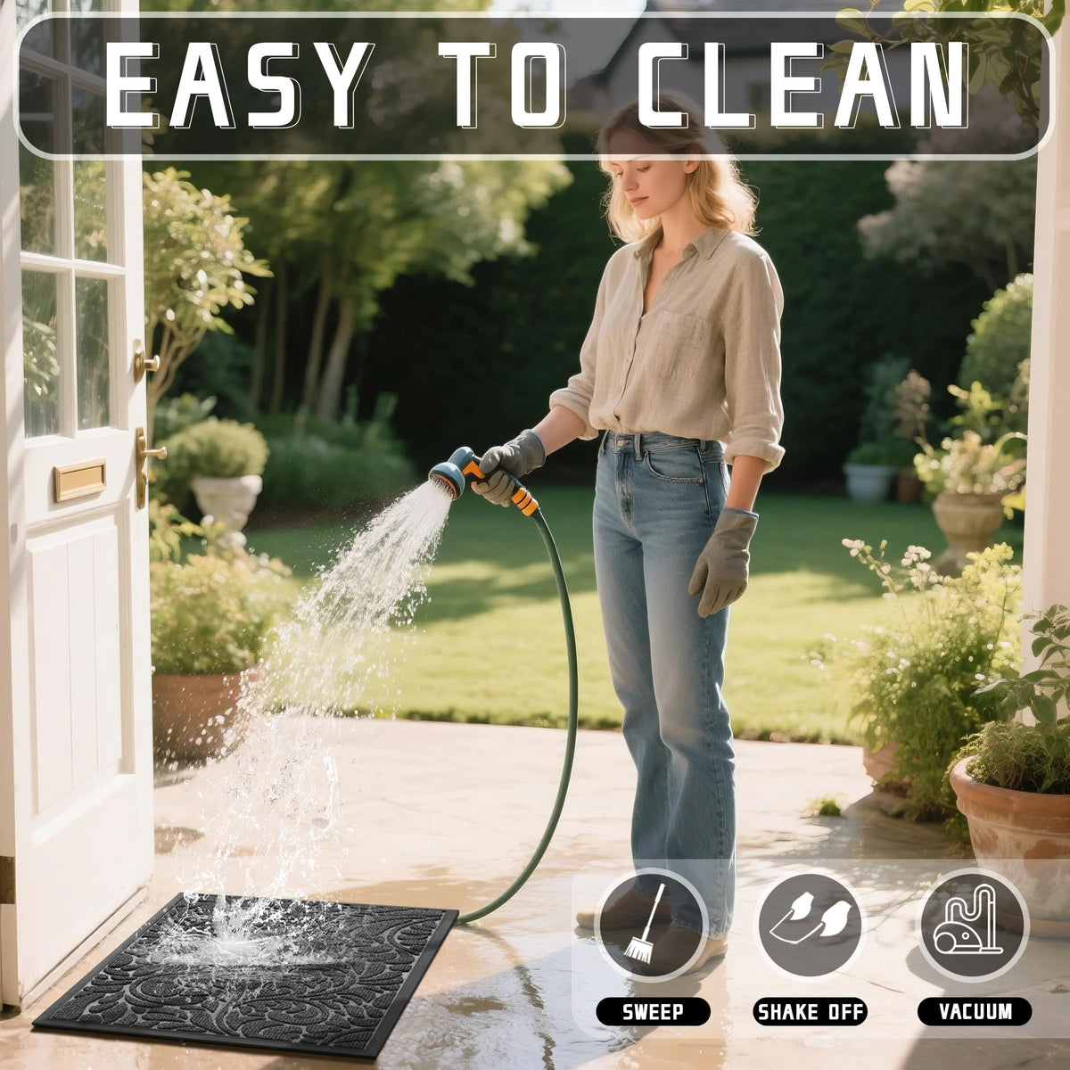 Yimobra doormat blends with decor while reducing indoor dirt transfer.