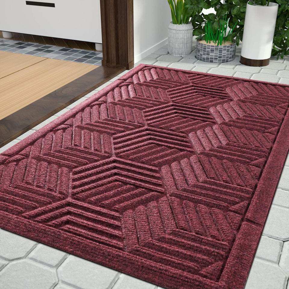 Yimobra front door mat with 3D grooves traps dirt at the entry.
