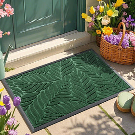 Yimobra leaf-pattern front door mat with debris-trapping design.