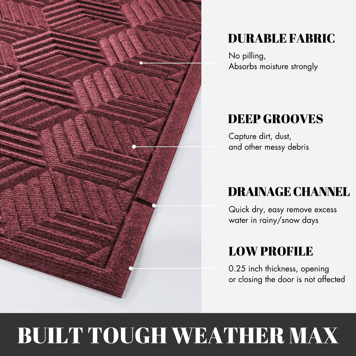 Yimobra mat with drainage holes dries quickly after rain at the doorway.