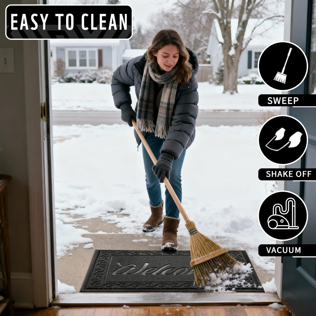 Yimobra front door mat waterproof for outdoor use and rain protection