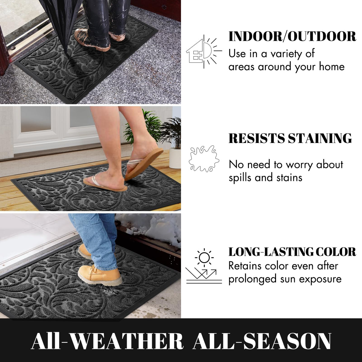 Yimobra front mat on entryway kept in place by non-slip backing.