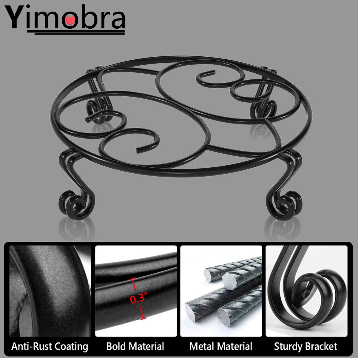 Yimobra Original plant stand features four-point stability to prevent tilting on any surface.