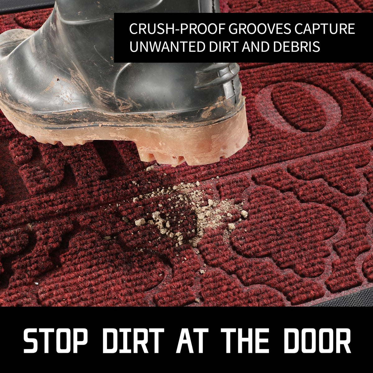 Yimobra outdoor door mat with non-slip backing stays securely in place.