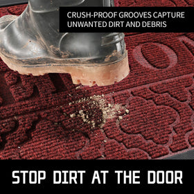Yimobra outdoor door mat with non-slip backing stays securely in place.
