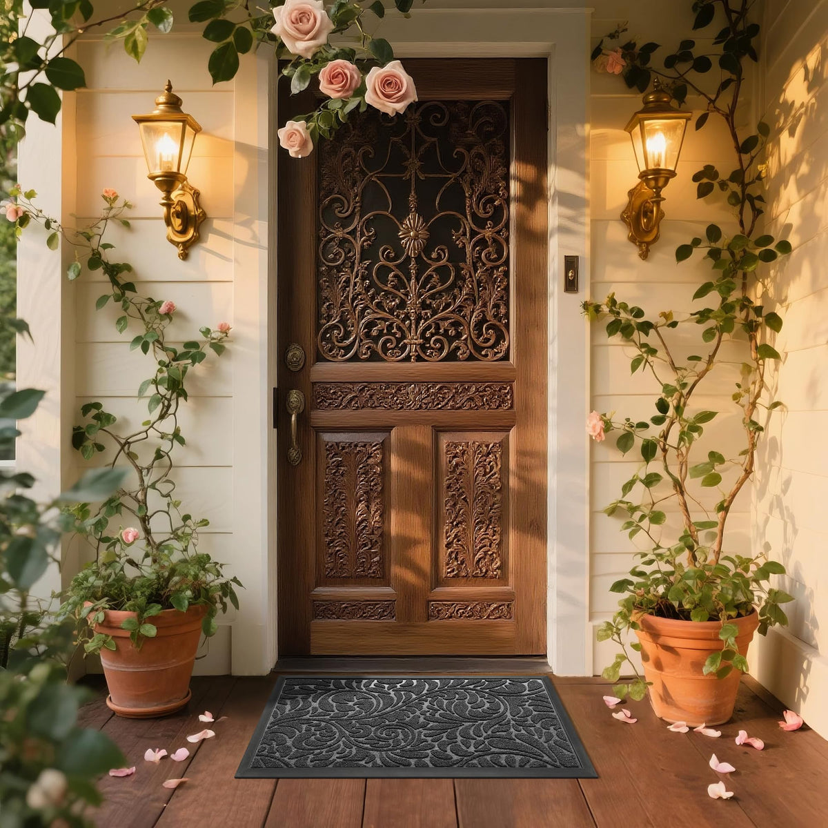 Yimobra outdoor mat prevents water and mud from reaching indoor floors.