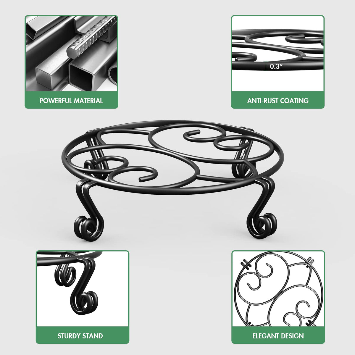 Yimobra round plant stand 11.8in side view demonstrates balanced support for large planters.