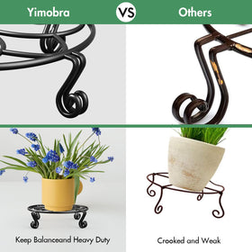 Yimobra plant stand with welded iron frame showcases durable rustproof design for outdoor use.