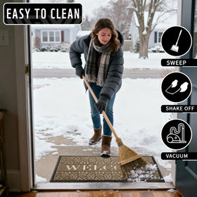 Yimobra Welcome Mat all-weather performance protects interiors from moisture.