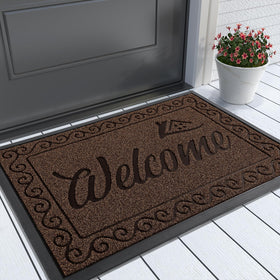 Yimobra welcome mat with artificial grass traps dirt and debris at the doorway