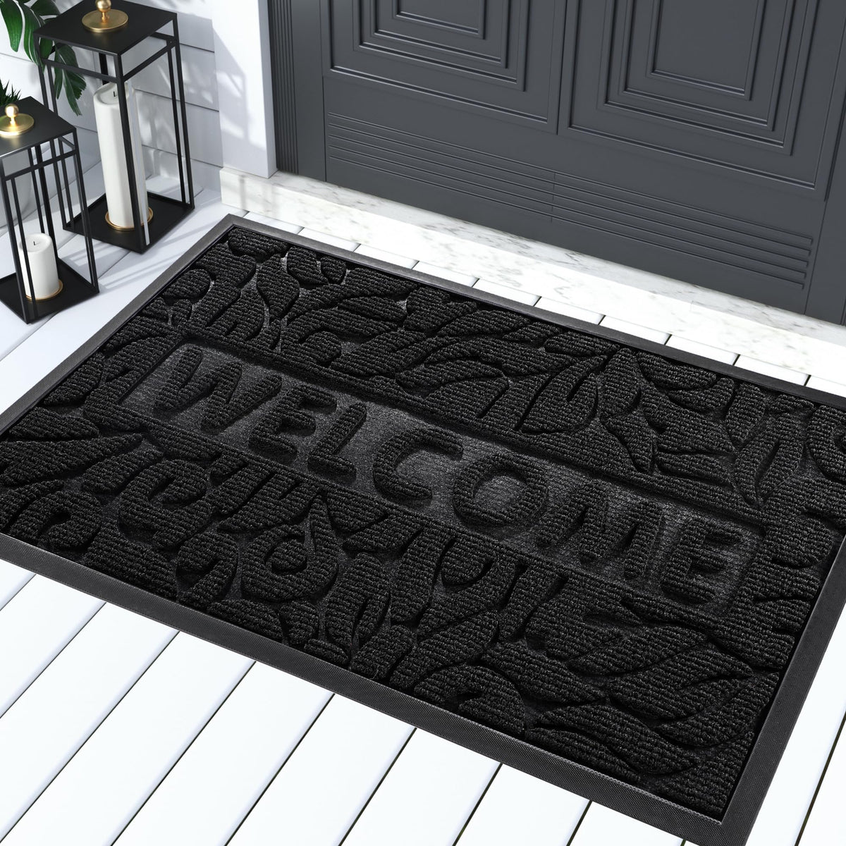 Yimobra Welcome Mat with dirt capture grooves protects floors at the entry.