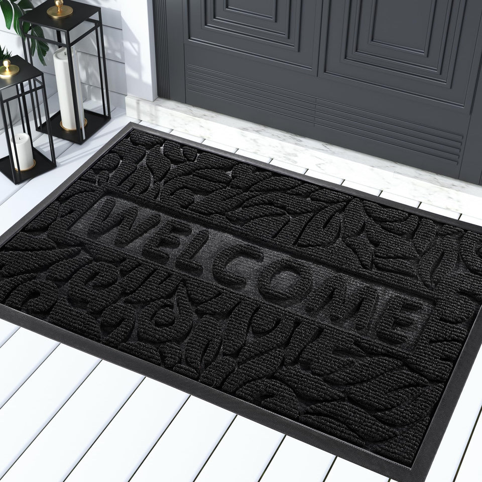 Yimobra Welcome Mat with dirt capture grooves protects floors at the entry.
