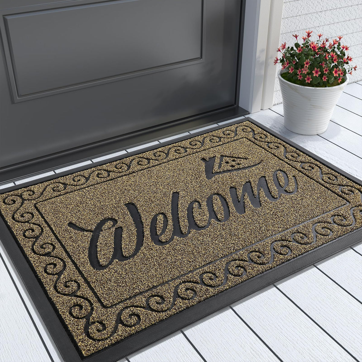 Yimobra Welcome Mat dirt trap surface captures mud and dust at the door, keeping interiors clean.