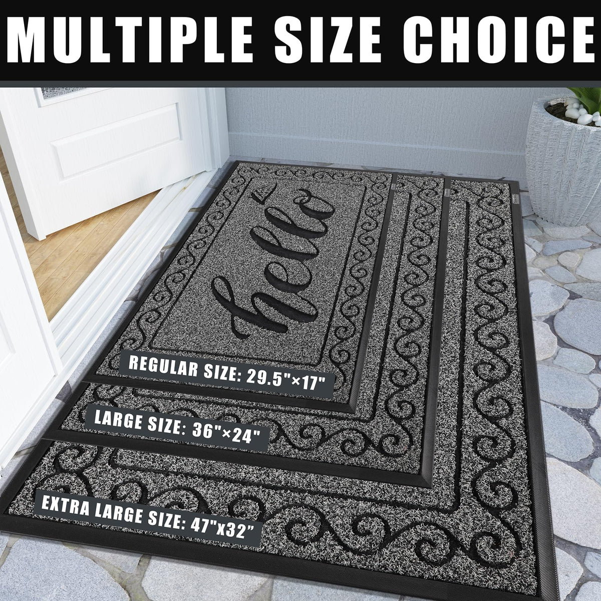 Yimobra welcome mat heavy-duty entrance withstands daily use.