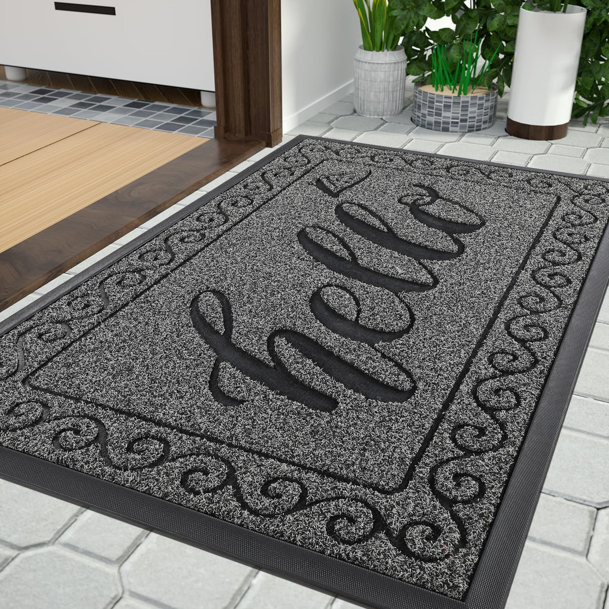 Yimobra welcome mat front door 295x17 traps dirt and keeps entryways clean.