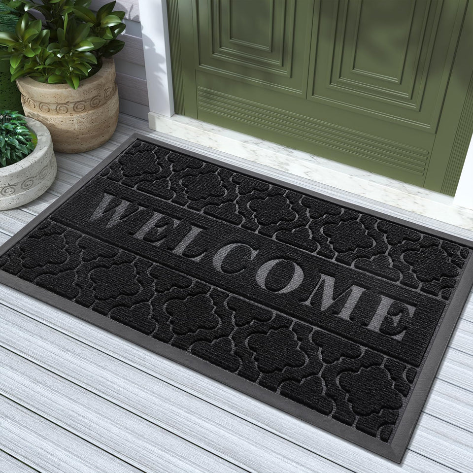 Yimobra Welcome Mat with groove pattern traps dirt at the doorstep
