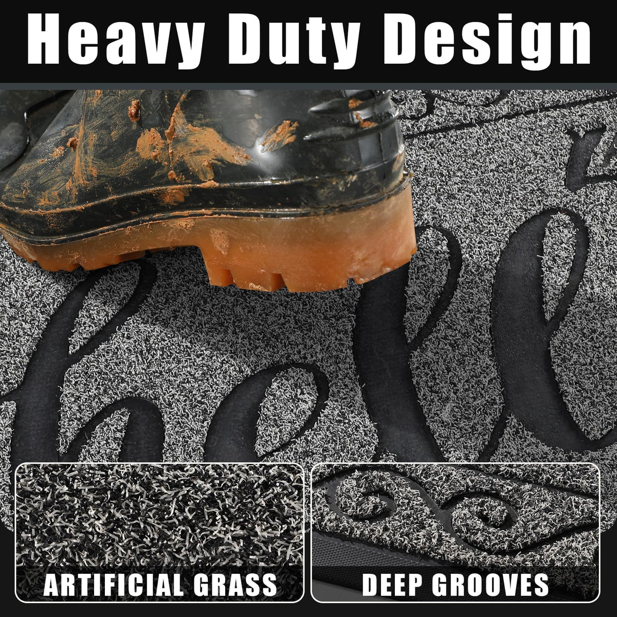 Yimobra welcome mat non-slip backing reduces slipping on wet entryways.