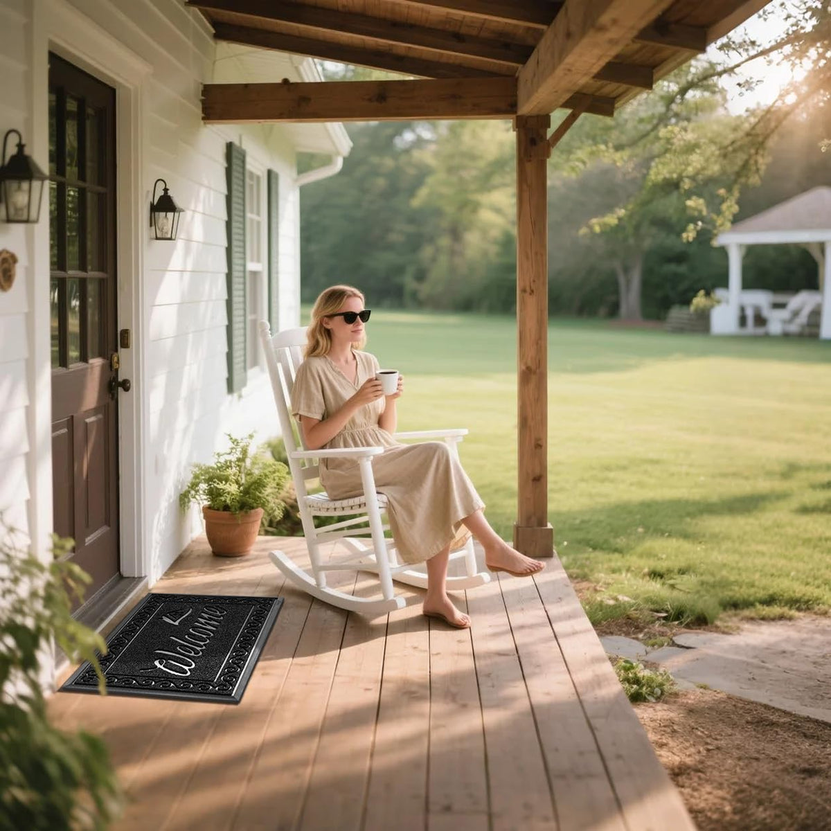 Yimobra welcome mat non-slip back provides stable footing on various floors