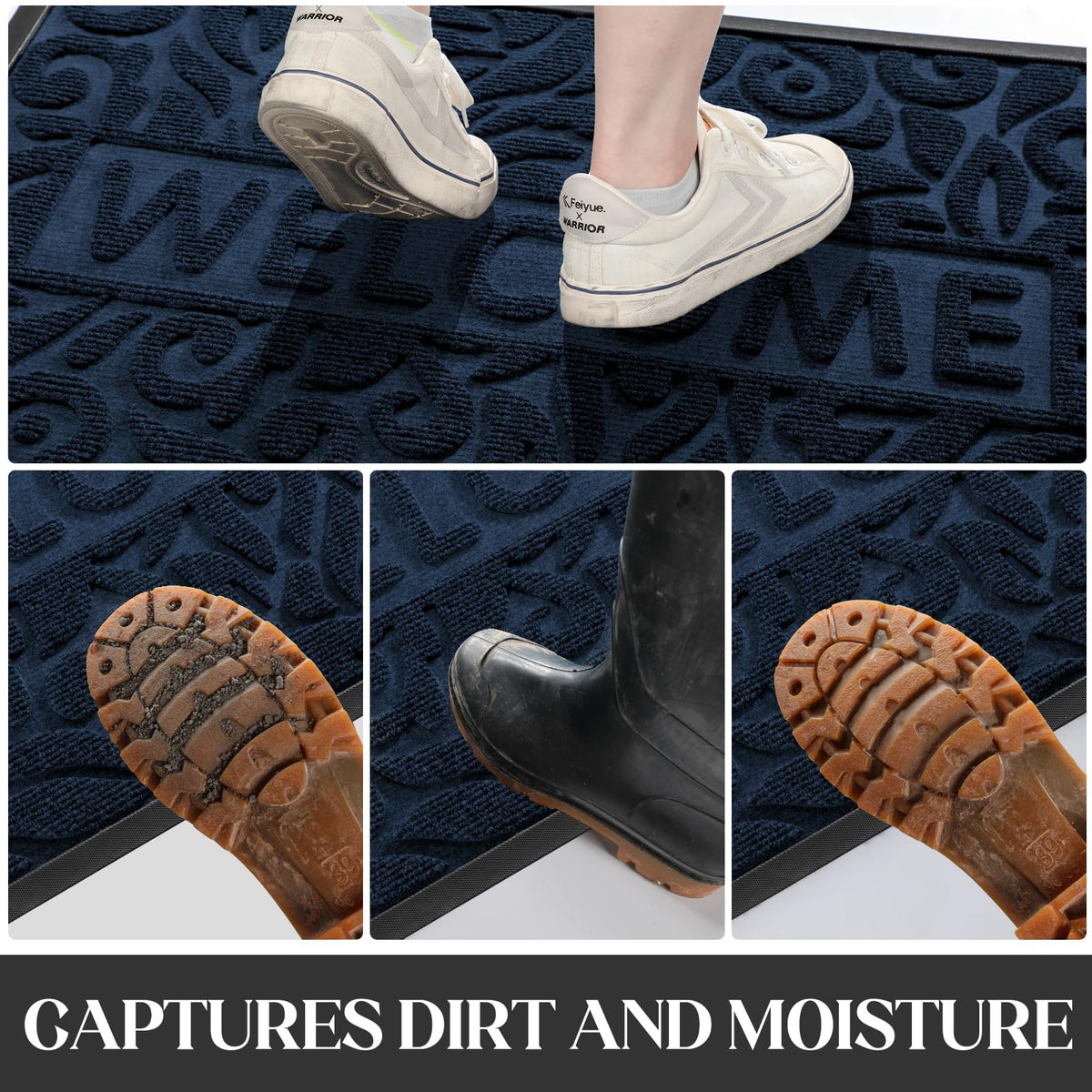 Yimobra blue-textured mat adds style while protecting floors