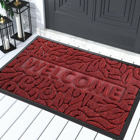 Yimobra Welcome Mat outdoor texture closeup shows moisture-absorbent fibers for a drier entry