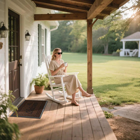 Yimobra welcome mat shows rubber beveled edges that help trap water and keep floors dry
