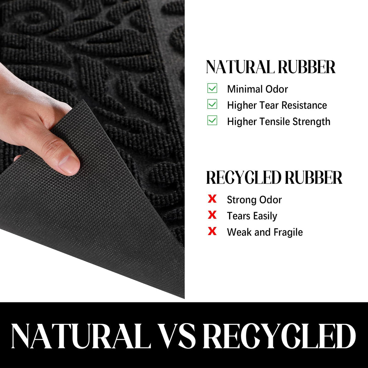Yimobra Welcome Mat sturdy construction withstands outdoor weather and daily use.