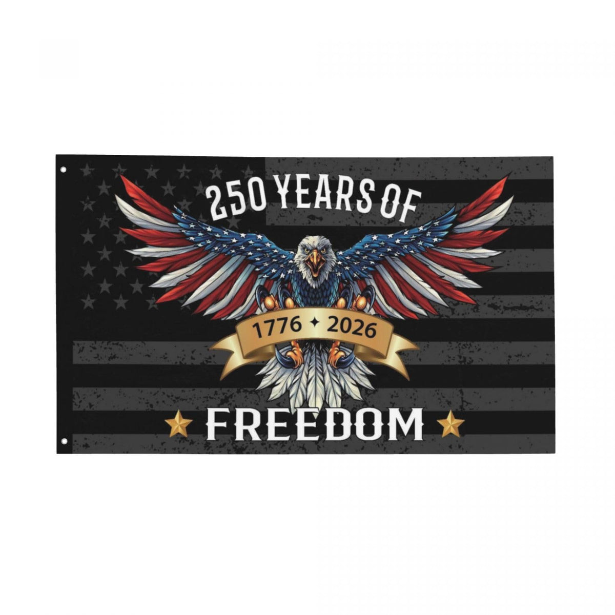 YINGFAN 250 Years flag 3x5ft black displayed outdoors with vivid color