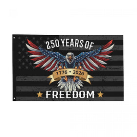 YINGFAN 250 Years flag 3x5ft black displayed outdoors with vivid color