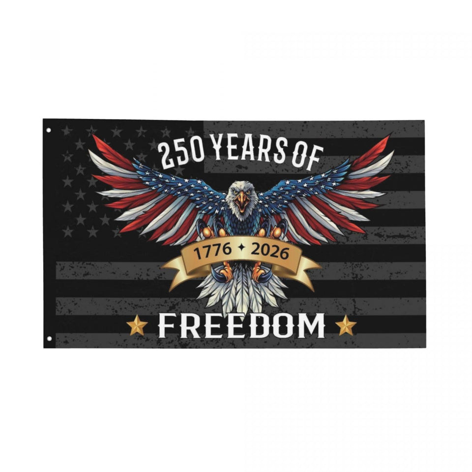 YINGFAN 250 Years flag 3x5ft black displayed outdoors with vivid color