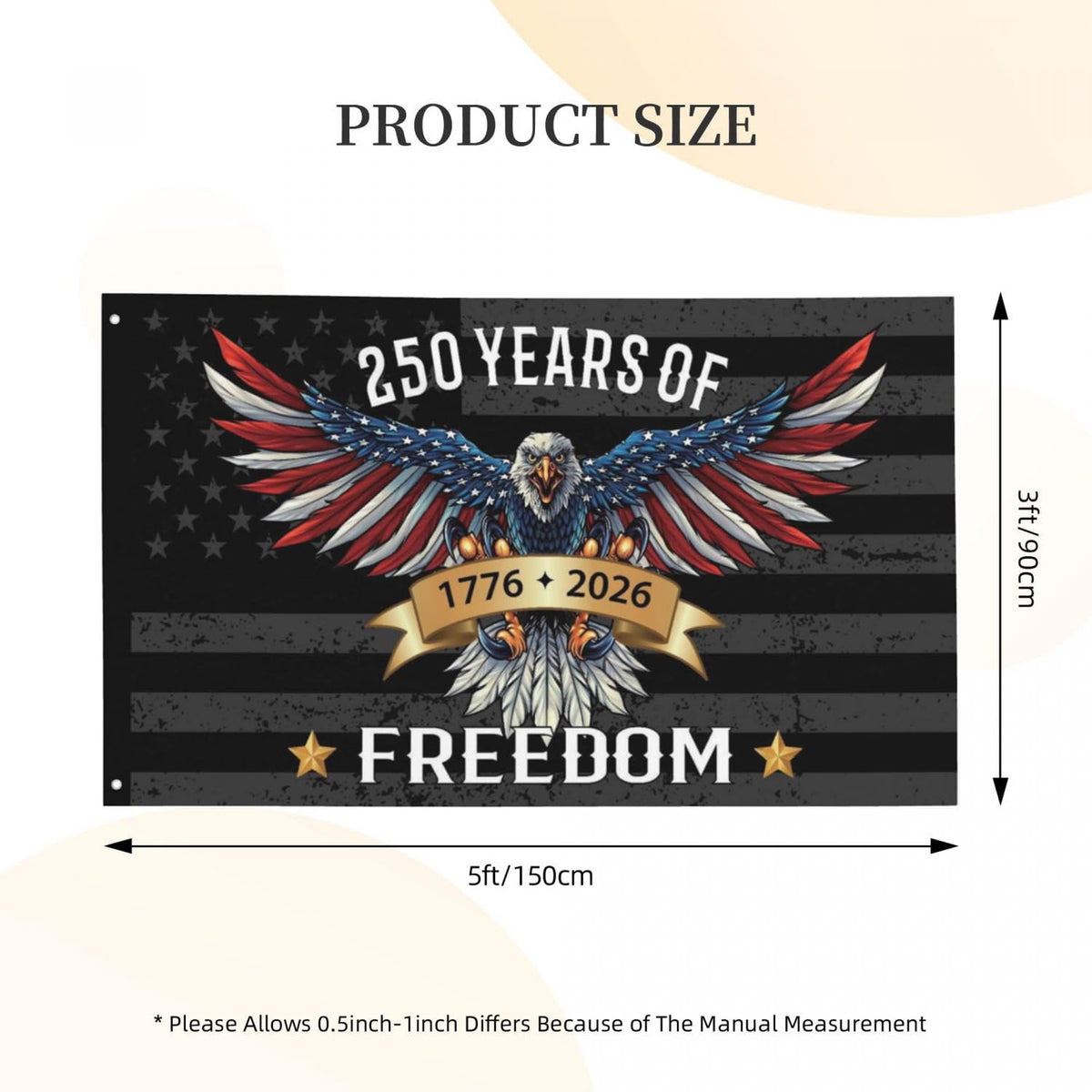 Brass grommets on the YINGFAN flag enable secure outdoor hanging