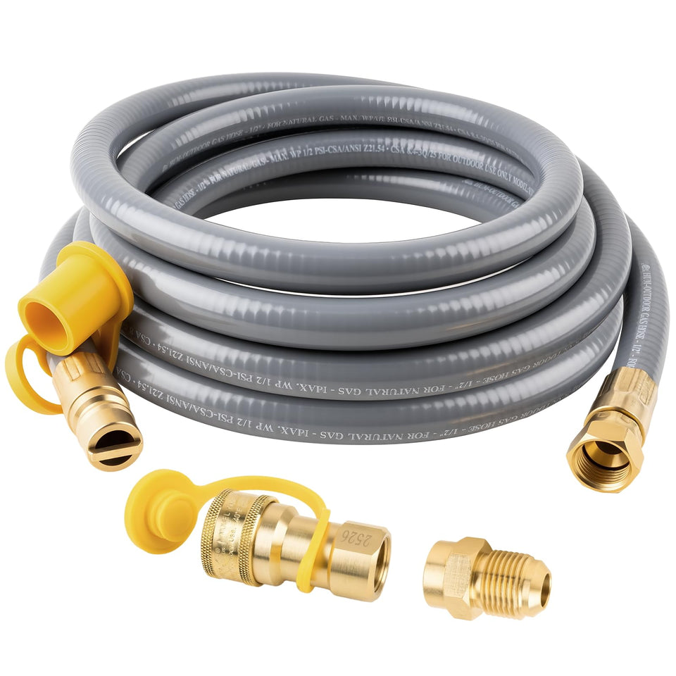 YINGKESI 15 ft natural gas hose with quick connect for easy outdoor grill setup