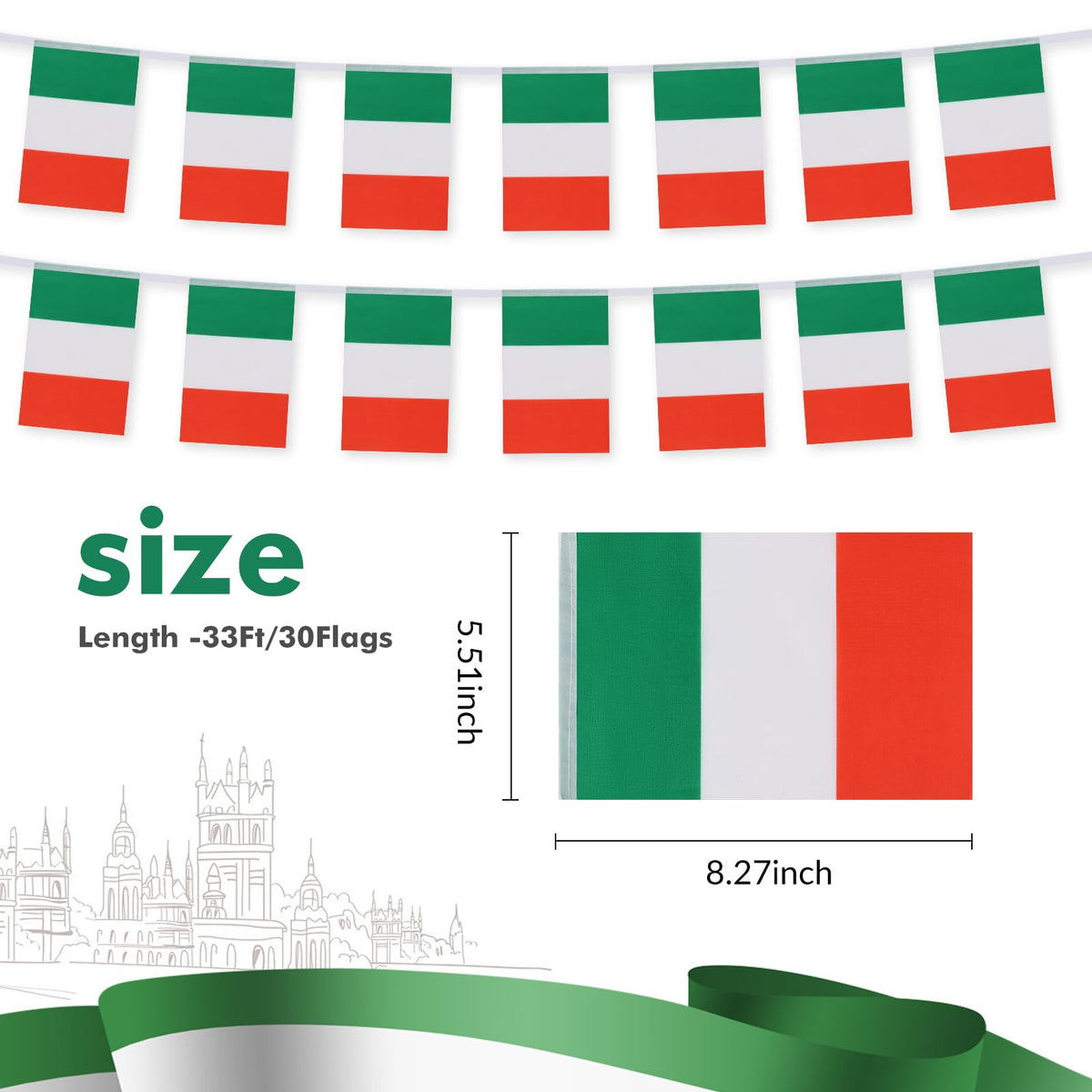 Yingnner Italy flag banner close-up showing vivid colors for festive decor