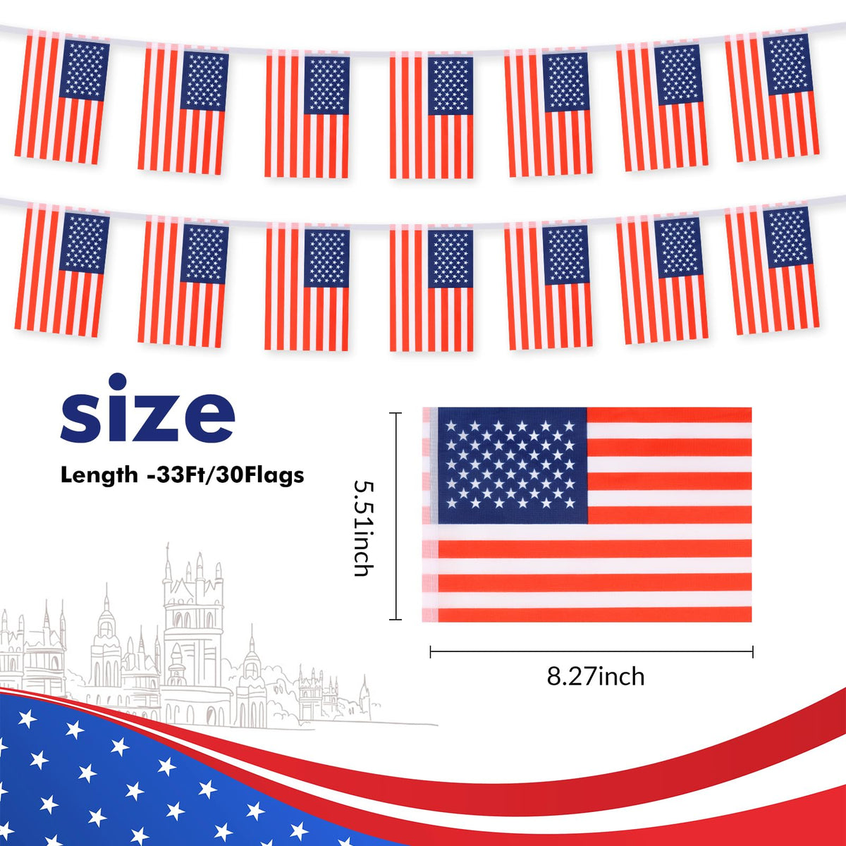 Yingnner mini US flags close-up, perfect for classroom displays and quick hanging