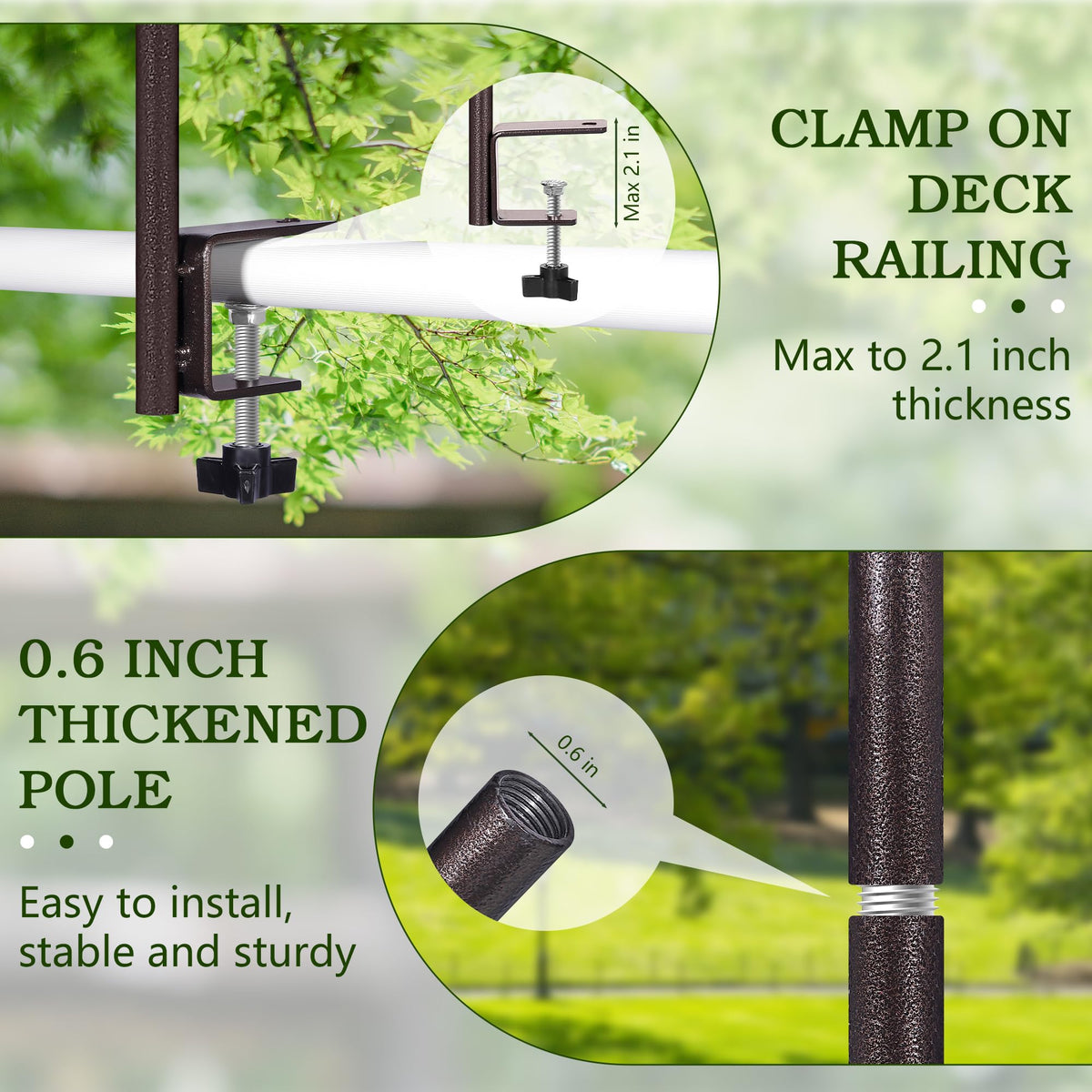 YINGYM deck rail clamp installs quickly without tools for secure mounting.