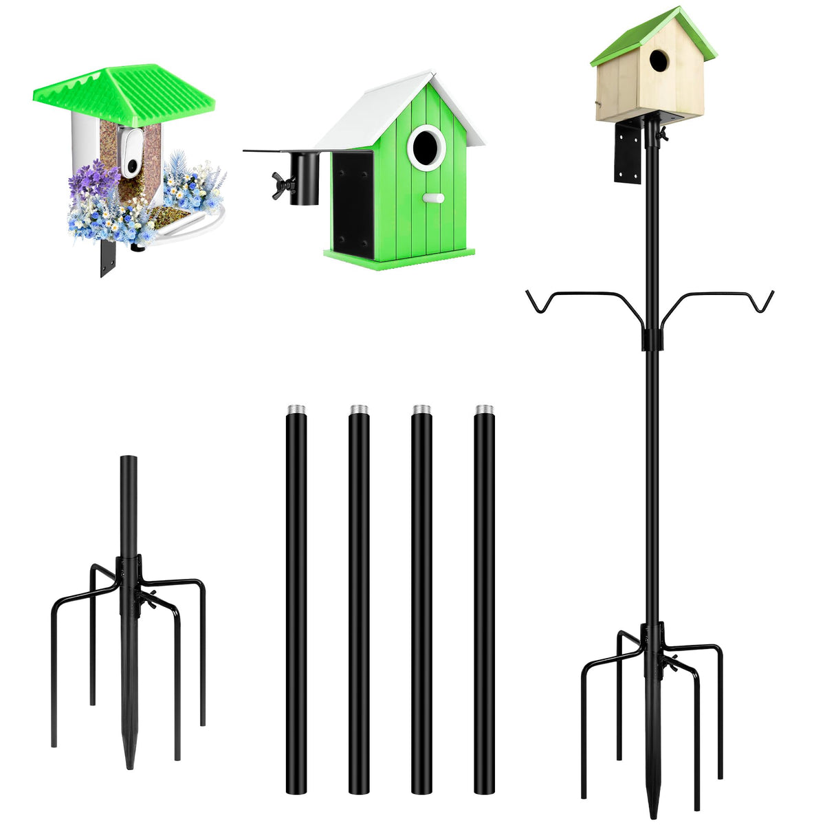 YINGYM 79-inch bird feeder pole viewed from the top for a stable outdoor setup