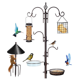 YINGYM Bird Feeding Station Kit with 87-inch pole enables flexible backyard feeding