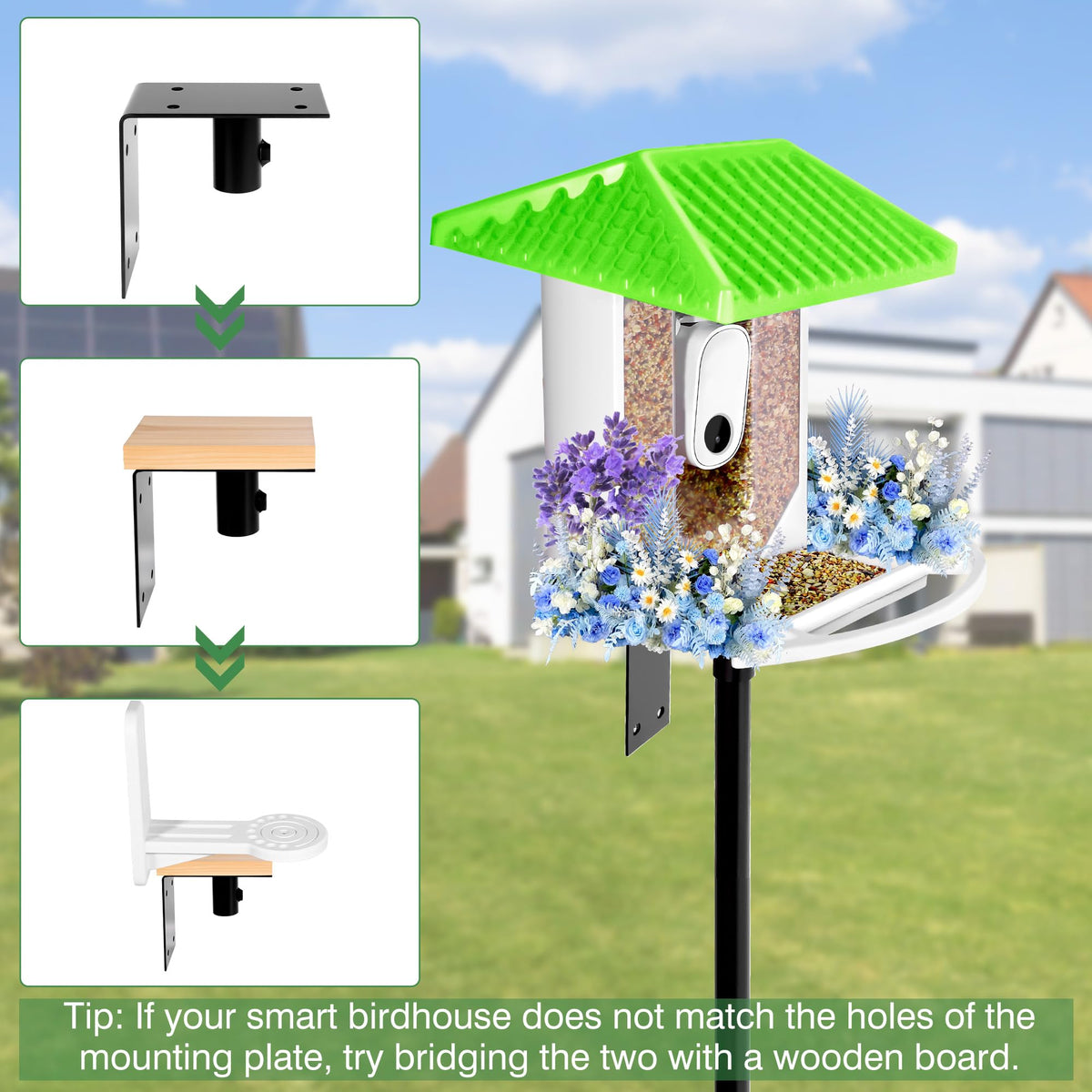 YINGYM black metal pole blending with outdoor decor and feeding birds