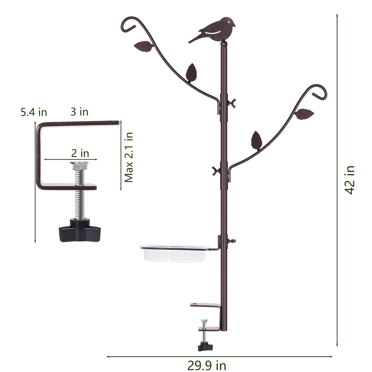 YINGYM deck bird feeder pole with water tray for easy bird hydration.