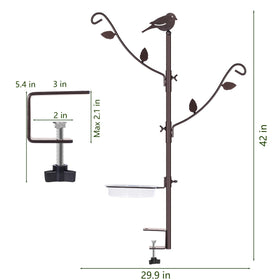 YINGYM deck bird feeder pole with water tray for easy bird hydration.