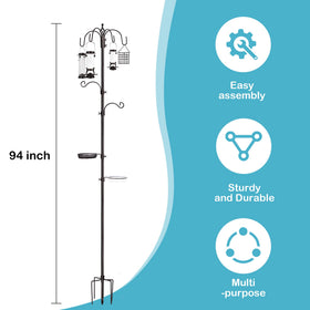 YINGYM four-feeder and bath setup shown for diverse backyard feeding.
