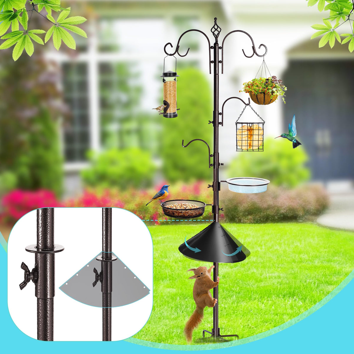 YINGYM tube bird feeder supports varied seed types for diverse visiting birds