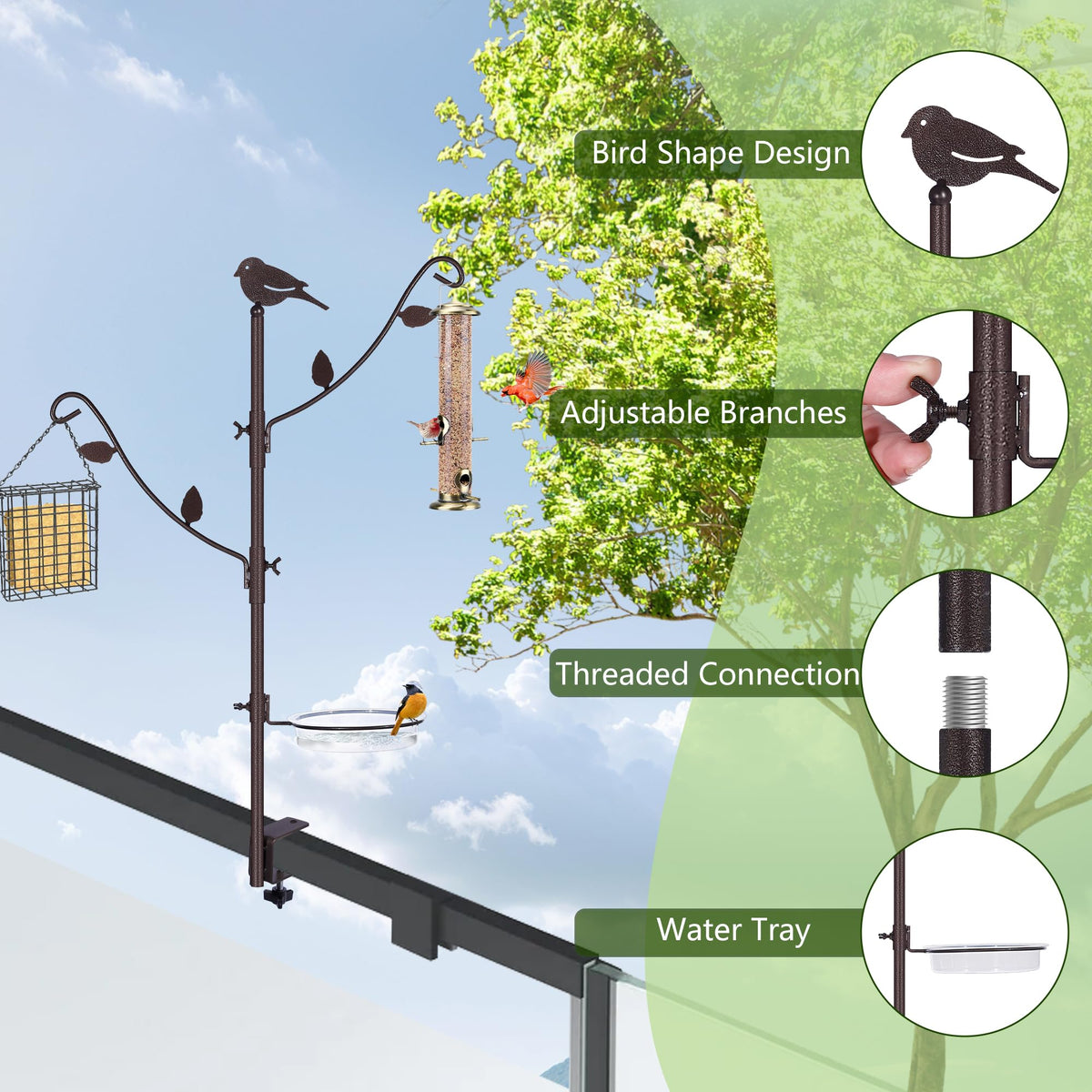 YINGYM adjustable branches enable flexible hanging positions on the deck pole.