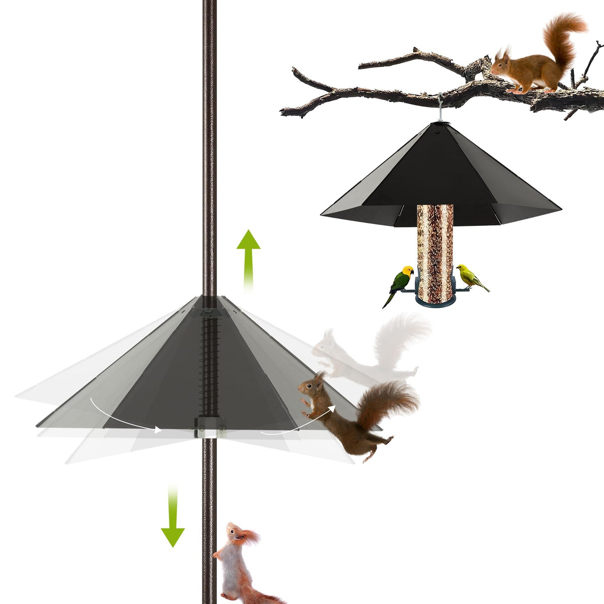 YINGYM widened 19-inch squirrel baffle blocks climbs for safer bird feeders.