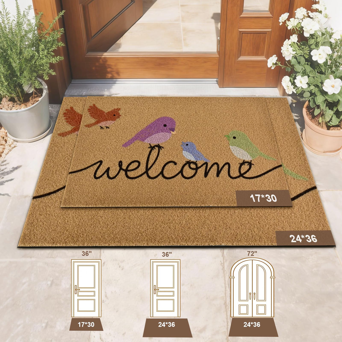 Yinhua Heavy-duty Welcome Mat with Rubber Backing stays in place for safe entry