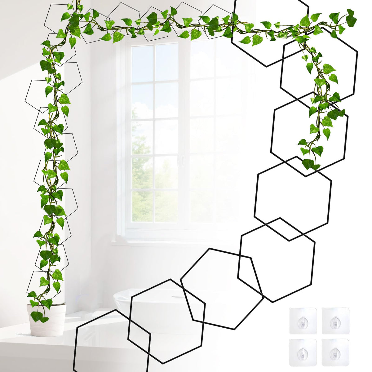 Yinjupu 20pcs hexagonal trellis set for modular support of climbing plants.